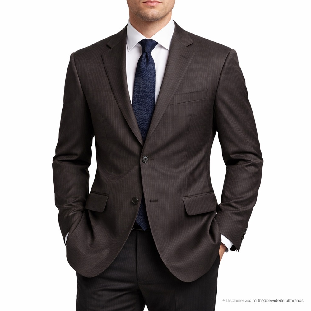 Pronto Uomo Couture Men’s Wool Blazer 36R Super 120’s Dark Brown Pinstripe